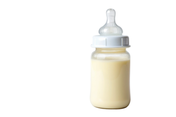 PNG Baby bottle with milk on white background