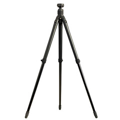 Black metallic tripod equipment stand on transparent background