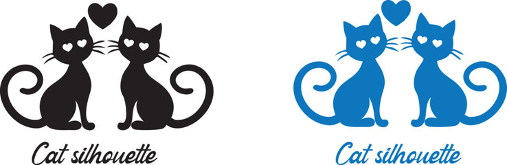 Set of black cat silhouettes, cat icon, logo, collection, Vector illustration