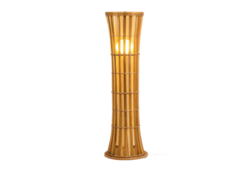 PNG Elegant bamboo floor lamp with warm light and unique design