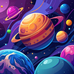 Colorful planets in a vibrant galaxy (1)
