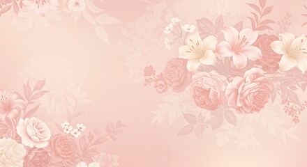Naklejka premium Pastel Pink Floral Background, Romantic Wedding Design