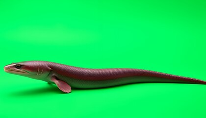 Obraz premium Reddish Brown Amphibian Isolated Against a Vivid Green Screen for Chroma Keying