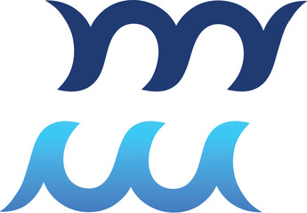 symbol of the WH letter vector with negative space and waves shape