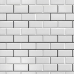 Seamless White Subway Tiles Texture Light Gray Grout Background