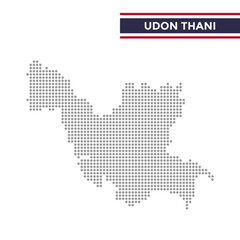 Dotted map of Udon Thani Province in Thailand