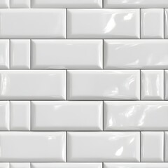 Seamless Glossy White Subway Tiles Clean & Modern Bathroom Wall Texture