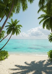 Fototapeta premium Palm-Framed Paradise AI Generated