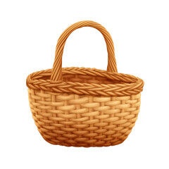 Elegant Wicker Picnic Basket , isolated on white background png