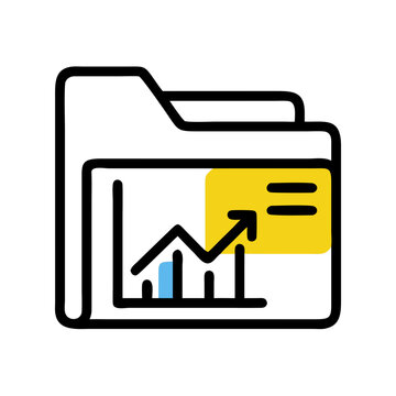 Folder with Graph Icon Representing Data Reports and Business Analytics