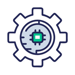 Obraz premium Gear with Microchip Icon Representing Tech Engineering and Hardware Configuration