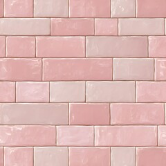 Fototapeta premium Dusty Rose Subway Tile Pattern Matte Finish, Soft Pink Brick Wall Texture