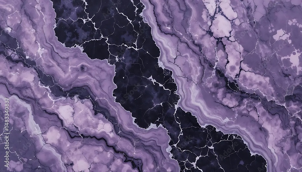 Aufkleber abstract purple marble texture with dark streaks and intricate white veins creating a unique pattern