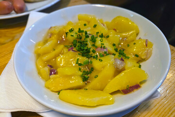 Traditional Bavarian Potato Salad with Chives for Authentic German Cuisine