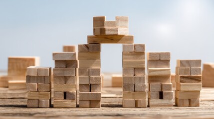 Wooden block cityscape design