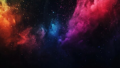 Cosmic nebulae swirling in vibrant hues against a deep space backdrop