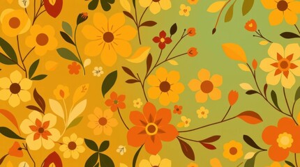 Vibrant Retro Floral Pattern Seamless Design