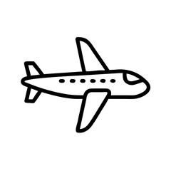 Simple airplane icon in black line art style  