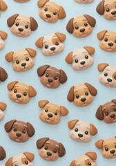 Obraz premium Adorable Puppy Faces: Sweet Pastel Clay Charm Repeat