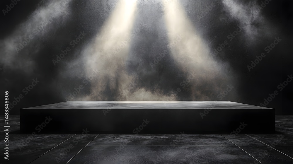 Poster empty studio table with dramatic lighting for product display