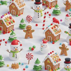 Sugarplum Village: A Festive 3D Scene
