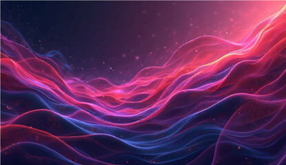 Abstract blue purple and red background with flowing waves and swirling light patterns