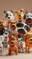 Adorable 3D Cartoon Dogs: Playful Pup Portrait