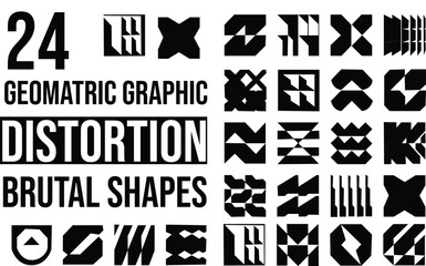 Geometric Brutalist Distortion Shapes – Abstract Vector Design Elements Set

