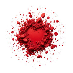 A heart shaped explosion of red crushed eyeshadow