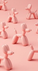 Blush Pink Balloon Dogs: A 3D Render of Playful Minimalism