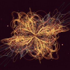 Abstract Cosmic Swirls of Gold and Teal