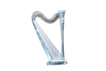 Obraz premium PNG Elegant crystal harp with delicate beaded strings in bright light