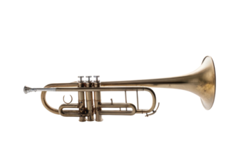 PNG Golden brass trumpet with detailed valves and bell on clear background