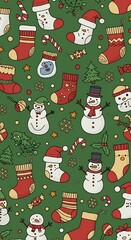 Green Christmas Doodle Delight