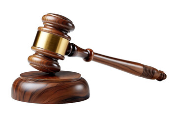 Wooden judge gavel isolated on transparent background isolated white background