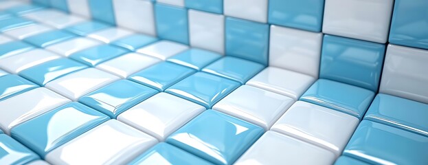 Obraz premium Blue white tiles background texture