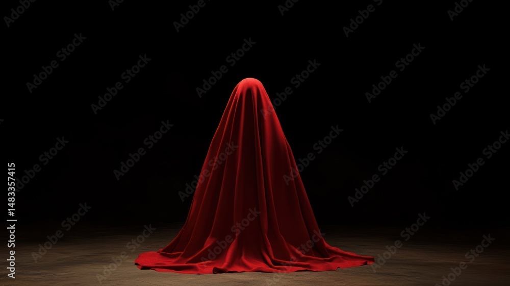 Poster mysterious red drape unveiling hidden secrets in the dark