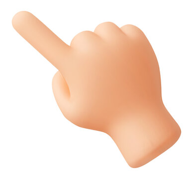 Pointing hand 3d cursor emoji. Finger touch gesture, male hand pointer click button icon. 3d render cartoon vector realistic illustration isolated on white