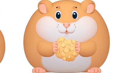 Fototapeta premium Cartoon hamster holding cookie illustration