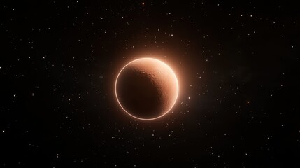 Obraz premium Luminous Celestial Body in the Cosmos: A Breathtaking View of a Planet Glowing with Warm Orange Hues Against a Starry Black Background