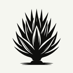 Black silhouette of agave plant against a light background  
