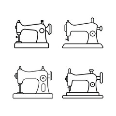 A set of manual sew machine line art vector illustration