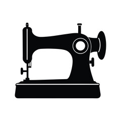 Manual sew machine silhouette vector art illustration
