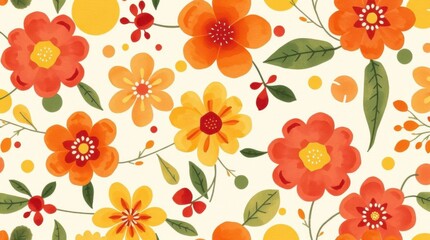 Vibrant Watercolor Floral Pattern Seamless Design