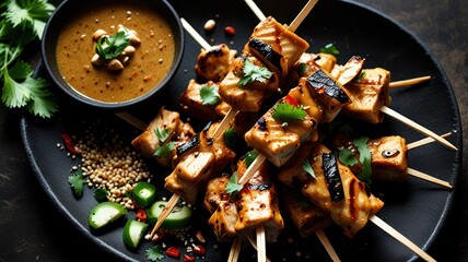 Grilled Tofu Satay with Peanut Sauce