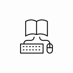 book and computer keyboard mouse icon sign vector