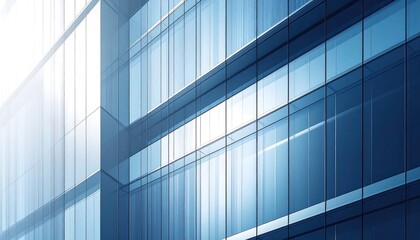 Obraz premium Modern Urban Architecture with Reflective Glass Facade and Bright Sunlight Shining on Building Exterior