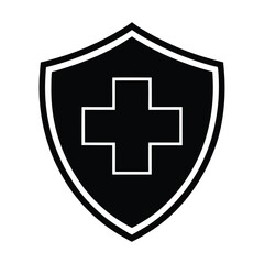 Fototapeta premium Shield with medical cross inside on white background