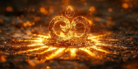 Fiery Om Symbol Emanating Golden Light