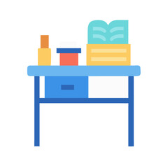 Study Desk Icon Representing Workspace for Learning, Reading, and Academic Activities